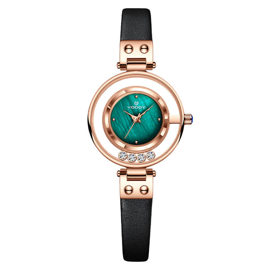 Hollow light luxury diamond-encrusted quartz movement women's watch