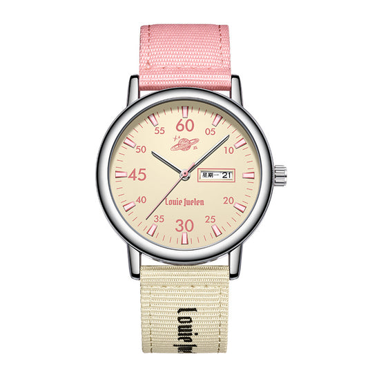 Casual men's watch calendar luminous waterproof dial nylon strap quartz watch