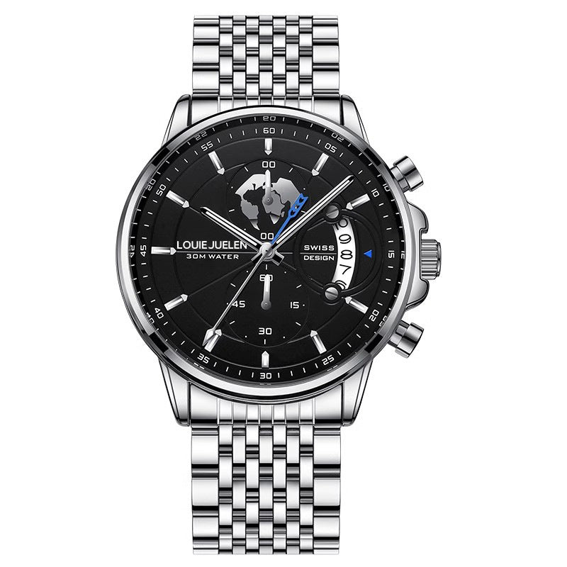 Fashion business leather luminous quartz watch men
