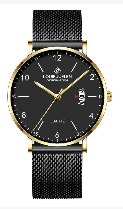 Leather mesh steel belt waterproof luminous quartz watch
