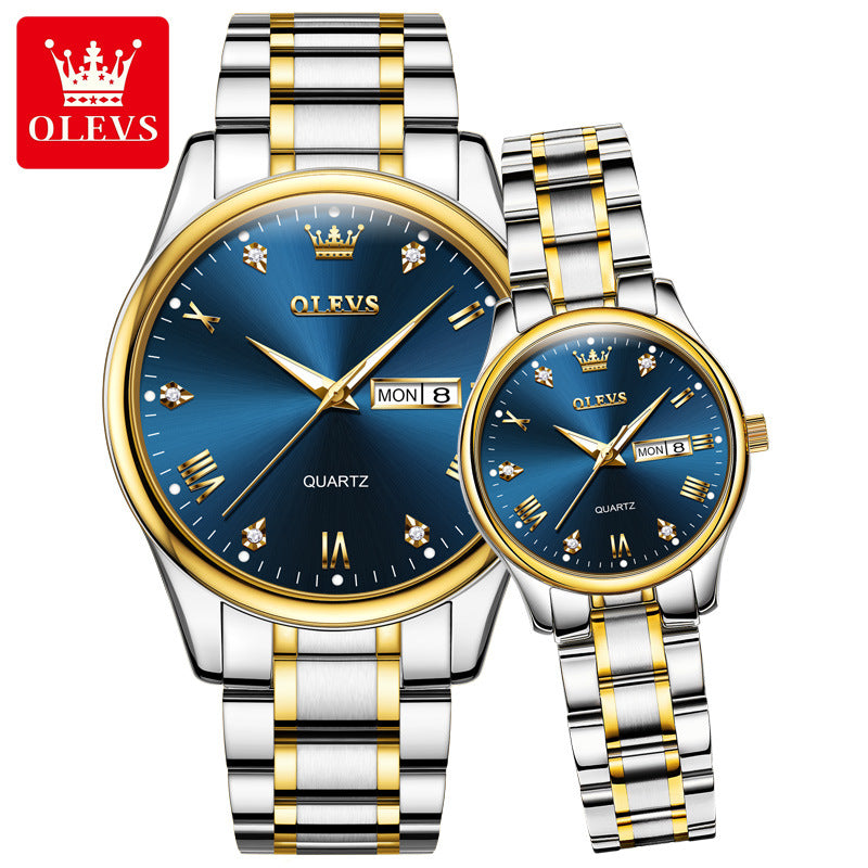 Elegant Couple Diamond Quartz Watches