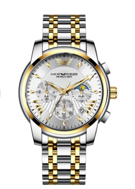 Men's Multifunctional Sun, Moon and Stars Quartz Watch
