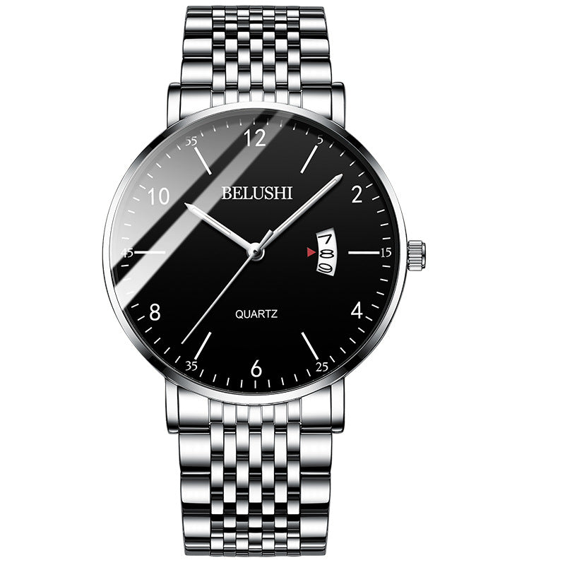 Leather mesh steel belt waterproof luminous quartz watch