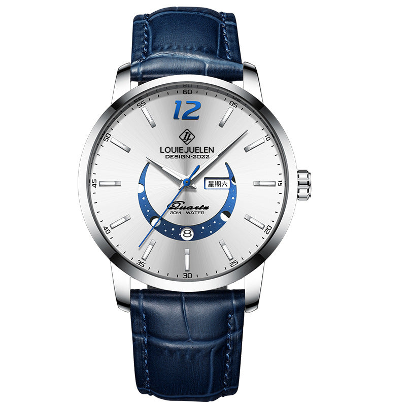 Master Moon Phase Luminous Waterproof Men's Quartz Watch