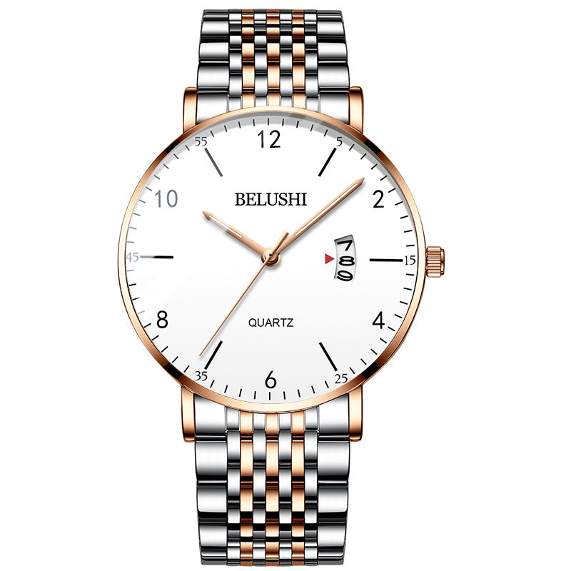 Leather mesh steel belt waterproof luminous quartz watch