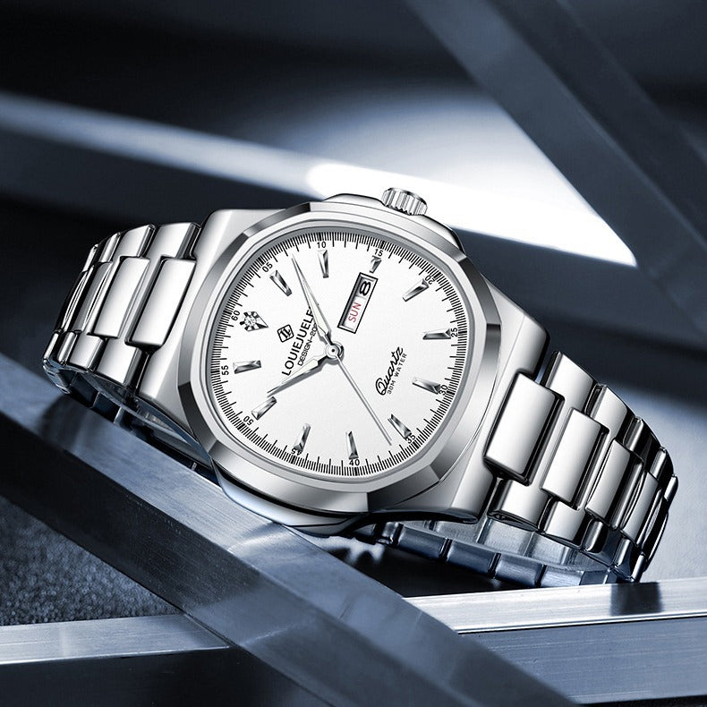 Quartz watch men's double calendar luminous watch