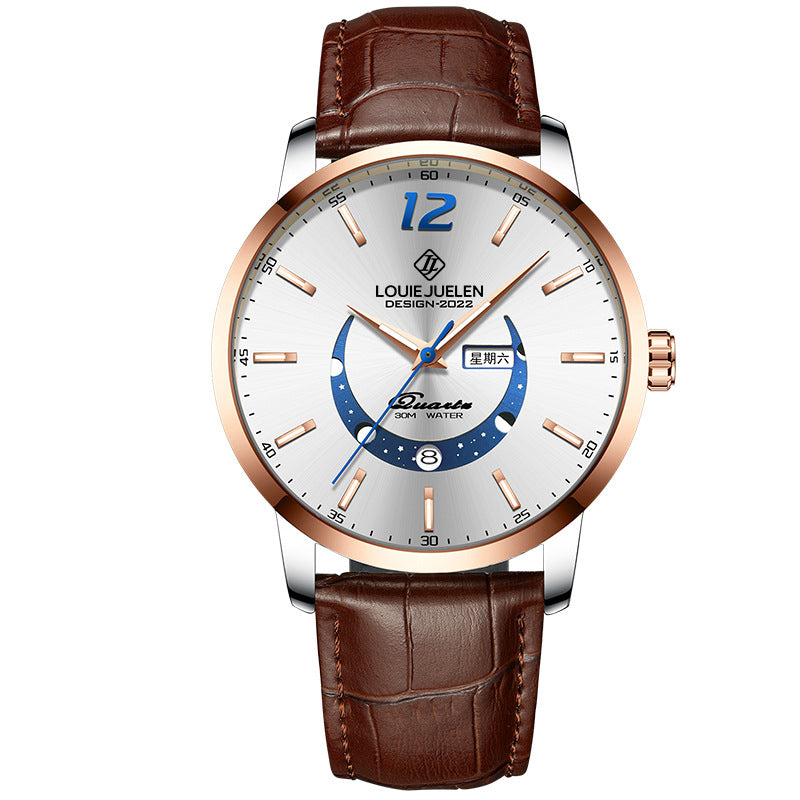 Master Moon Phase Luminous Waterproof Men's Quartz Watch