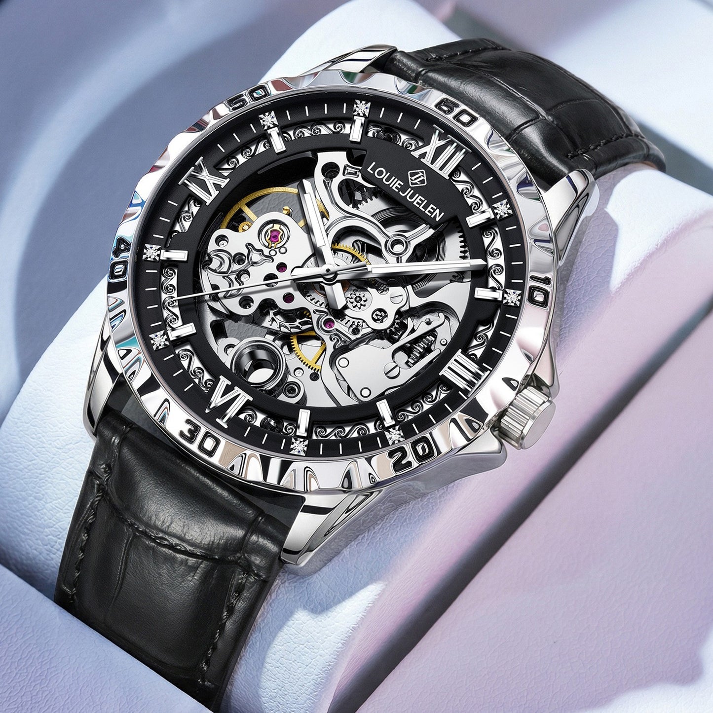Fully automatic mechanical men's watch hollow dial