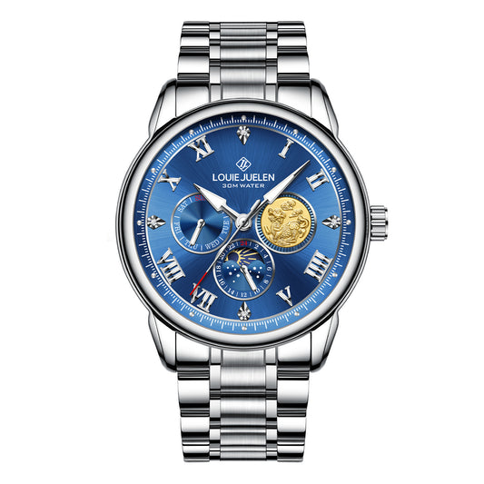 Men's luminous sun, moon and stars quartz watch
