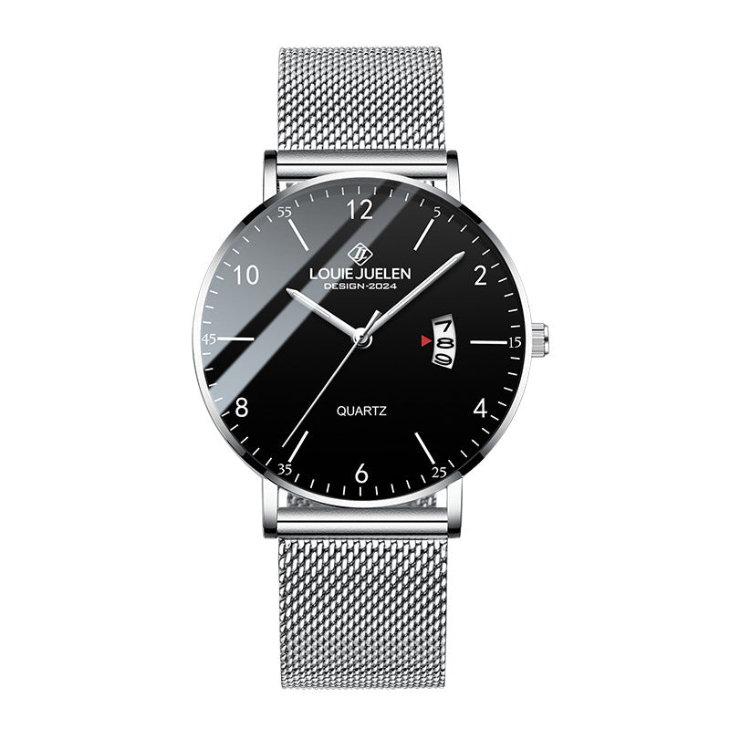 Leather mesh steel belt waterproof luminous quartz watch
