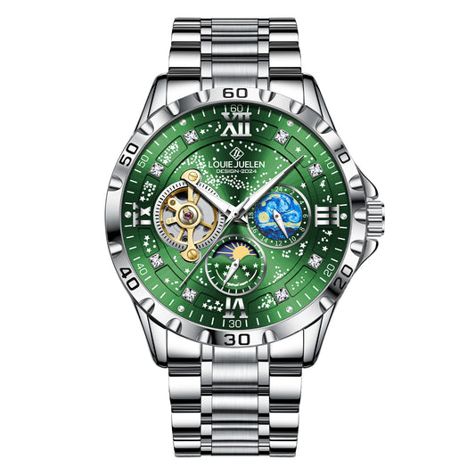 Fully automatic mechanical men's watch sun, moon and stars