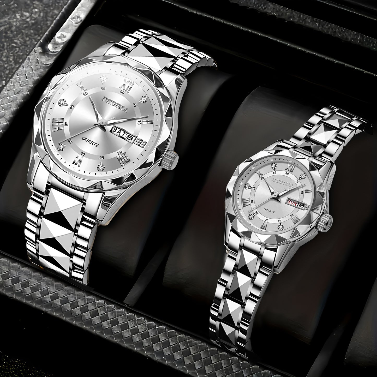 Roman Numeral Couple Stainless Steel Watches