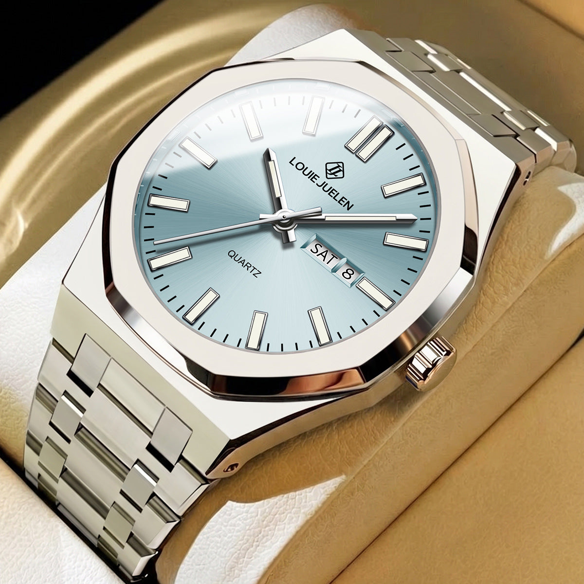 Atmospheric business men's watch double calendar waterproof quartz watch