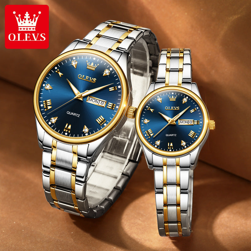 Elegant Couple Diamond Quartz Watches