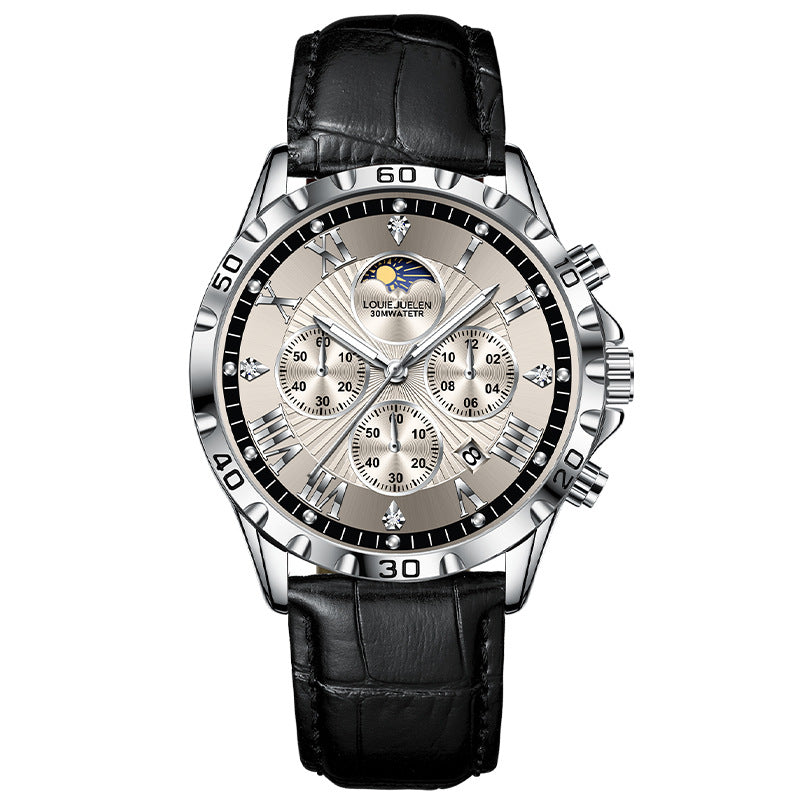 Business Sun Moon Stars Multifunctional Luminous Quartz Watch