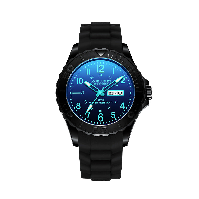 Luminous dial silicone strap couple quartz watch