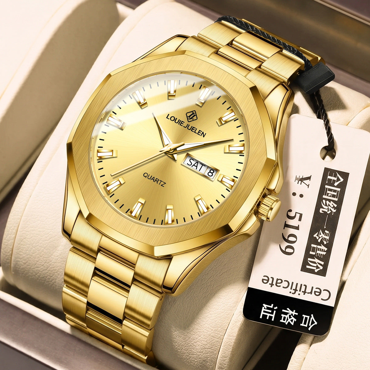 Trendy Versatile Dial Waterproof Steel Strap Men's Quartz Watch