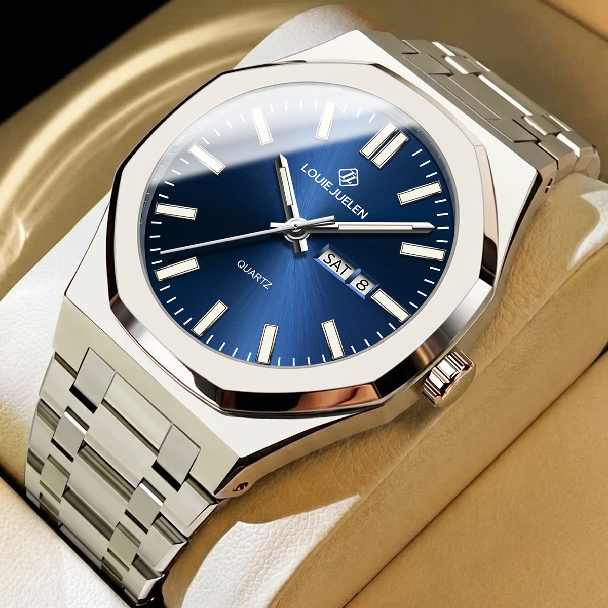 Atmospheric business men's watch double calendar waterproof quartz watch