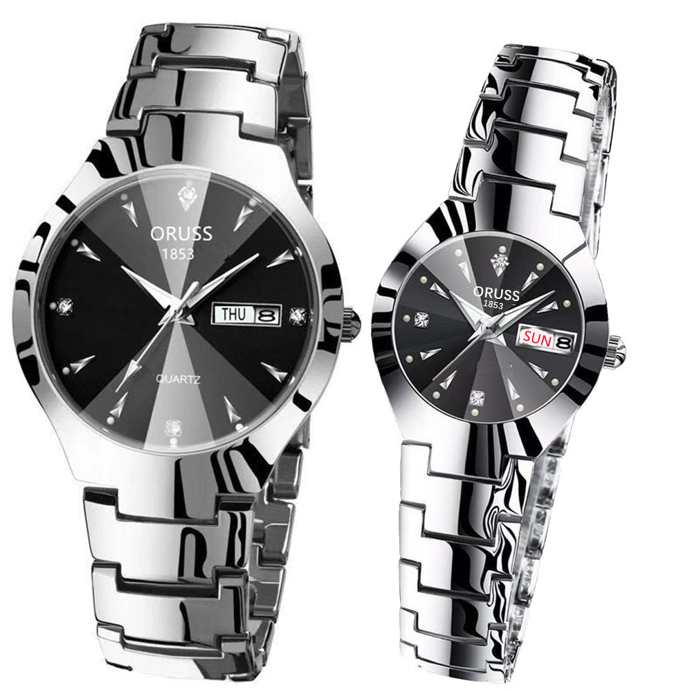 His & Hers Tungsten Steel Couple Watches