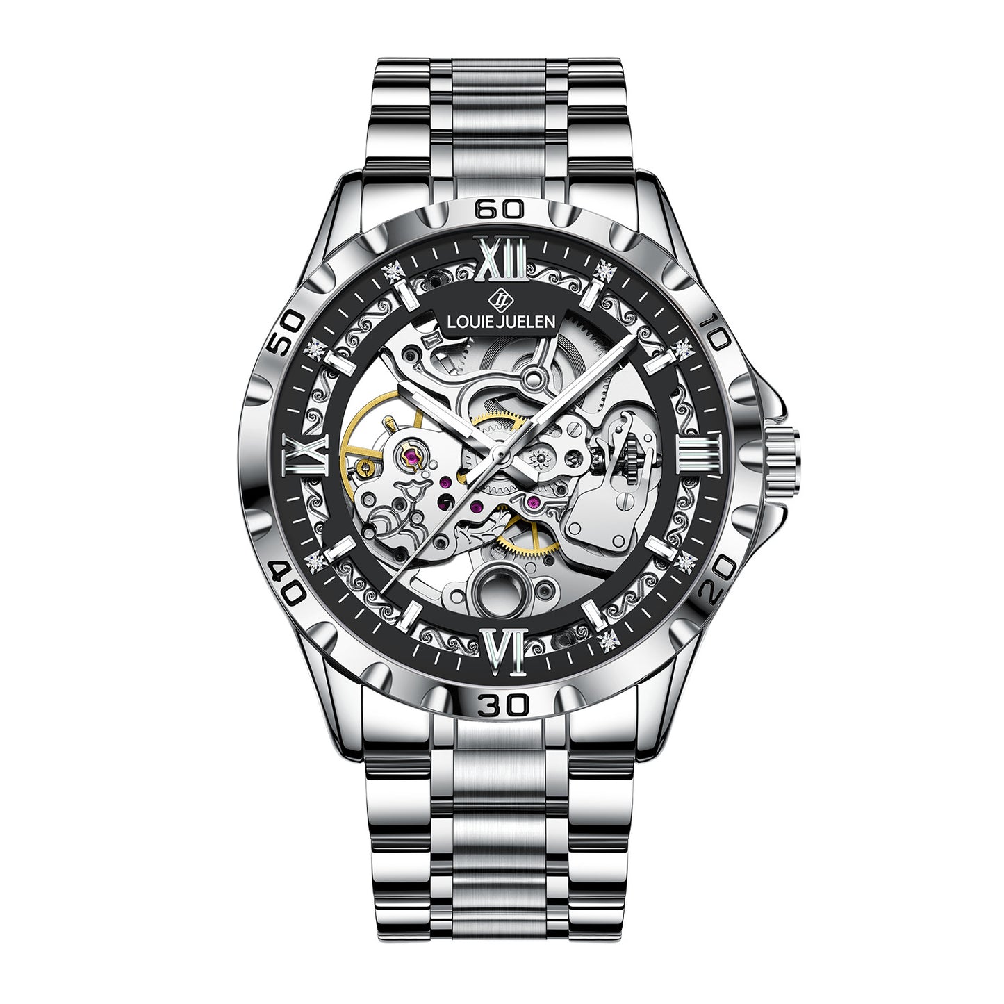 Fully automatic mechanical men's watch hollow dial