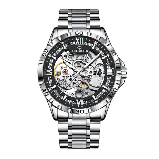 Fully automatic mechanical men's watch hollow dial