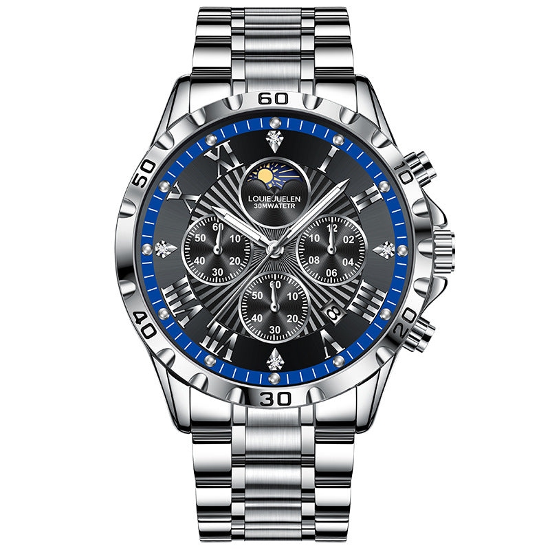 Business Sun Moon Stars Multifunctional Luminous Quartz Watch