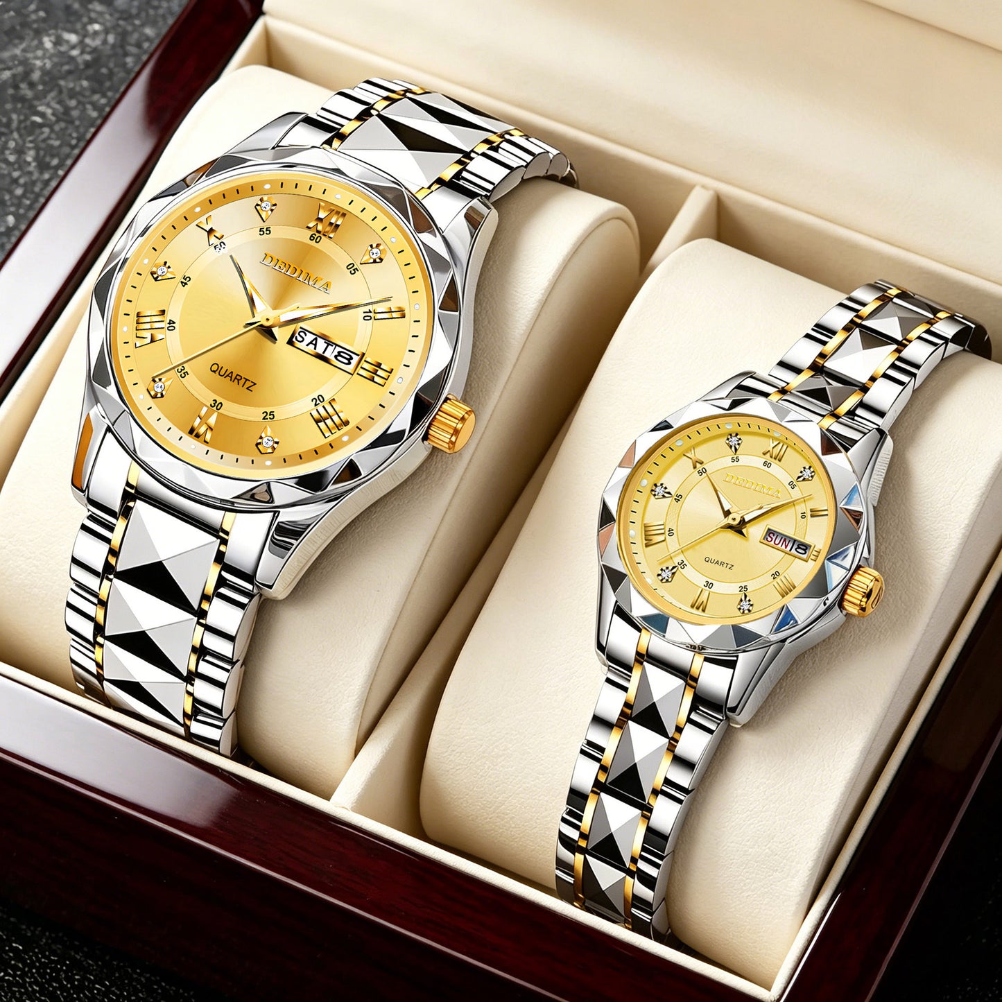 Roman Numeral Couple Stainless Steel Watches