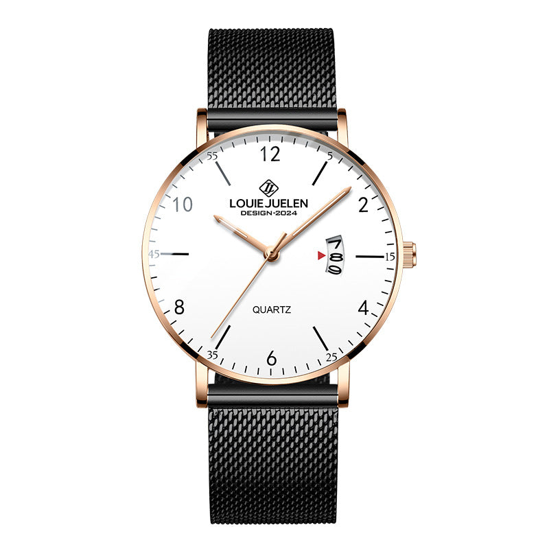 Leather mesh steel belt waterproof luminous quartz watch