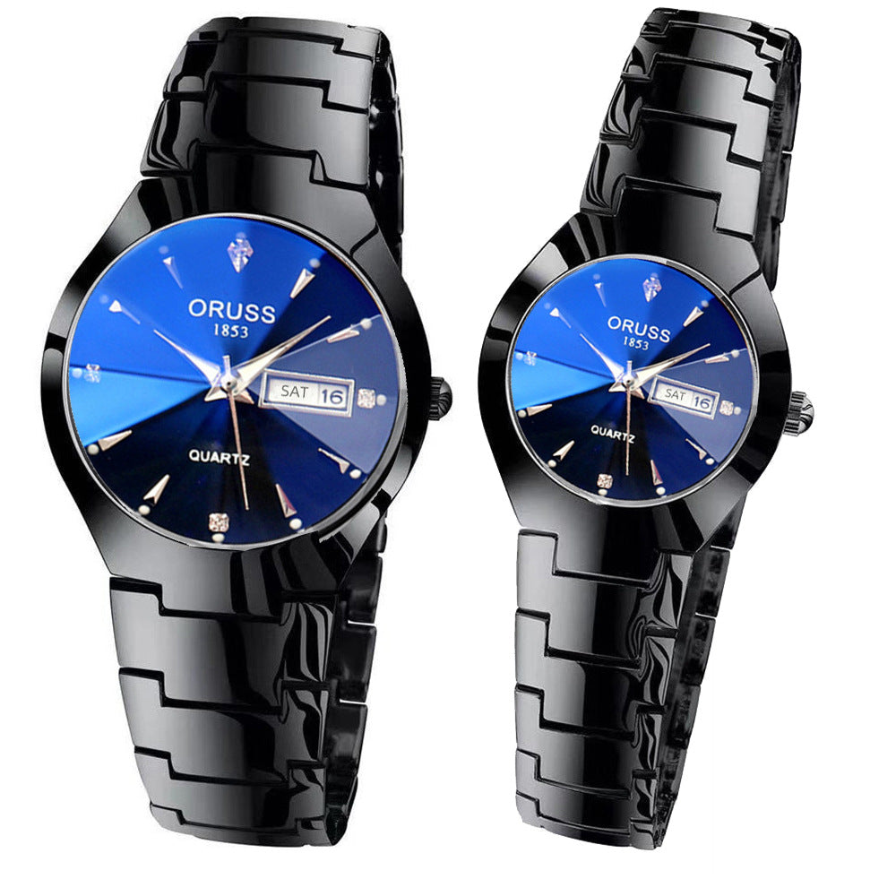 His & Hers Tungsten Steel Couple Watches
