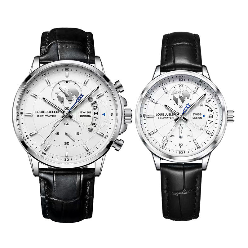 Fashion business leather luminous quartz watch men