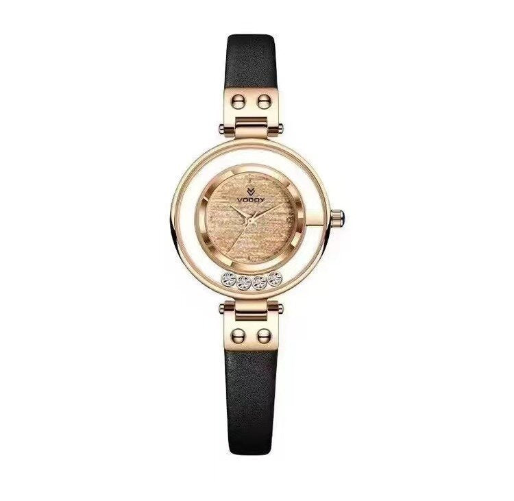 Hollow light luxury diamond-encrusted quartz movement women's watch