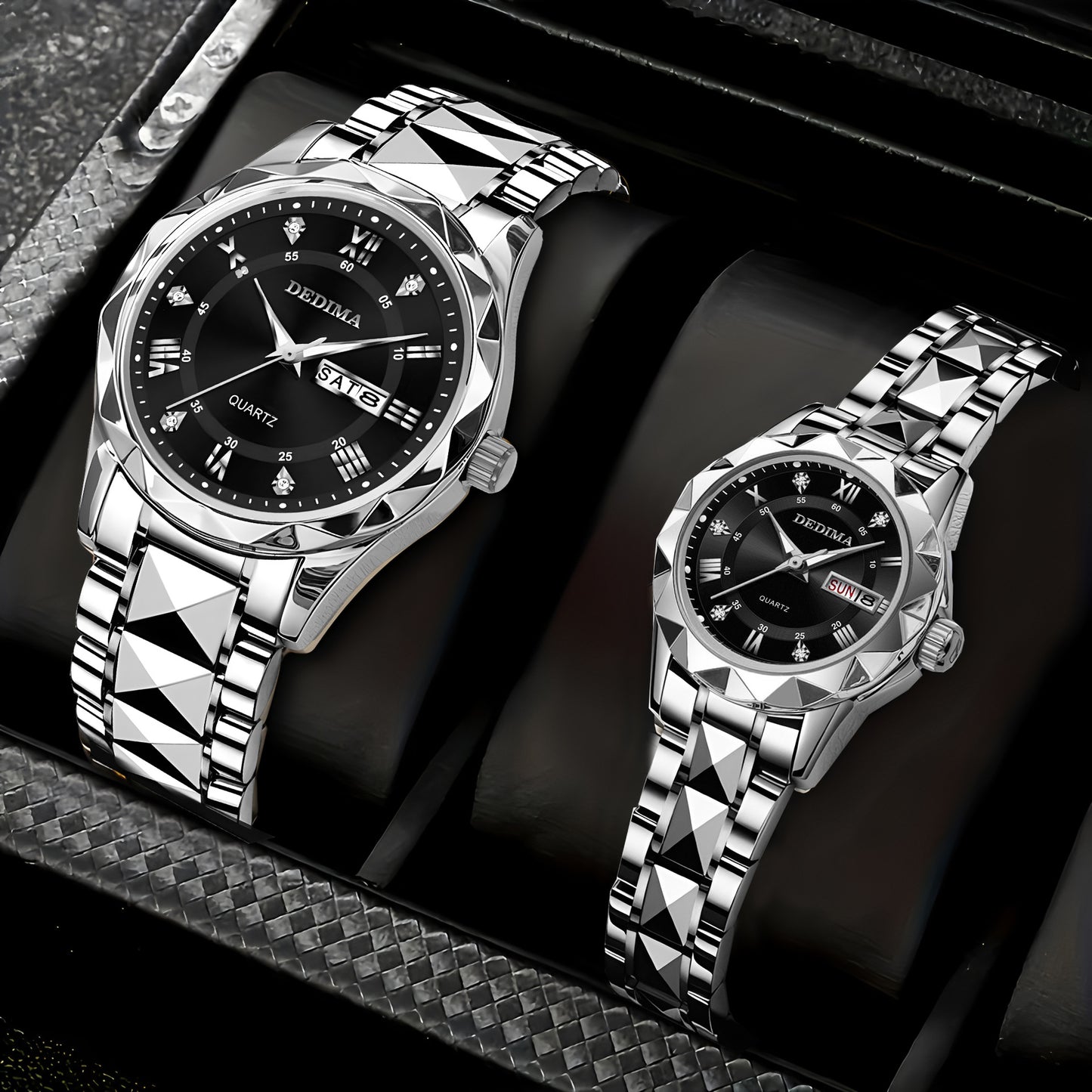 Roman Numeral Couple Stainless Steel Watches