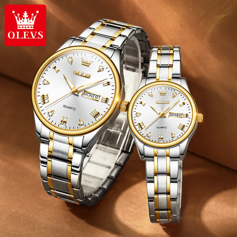 Elegant Couple Diamond Quartz Watches