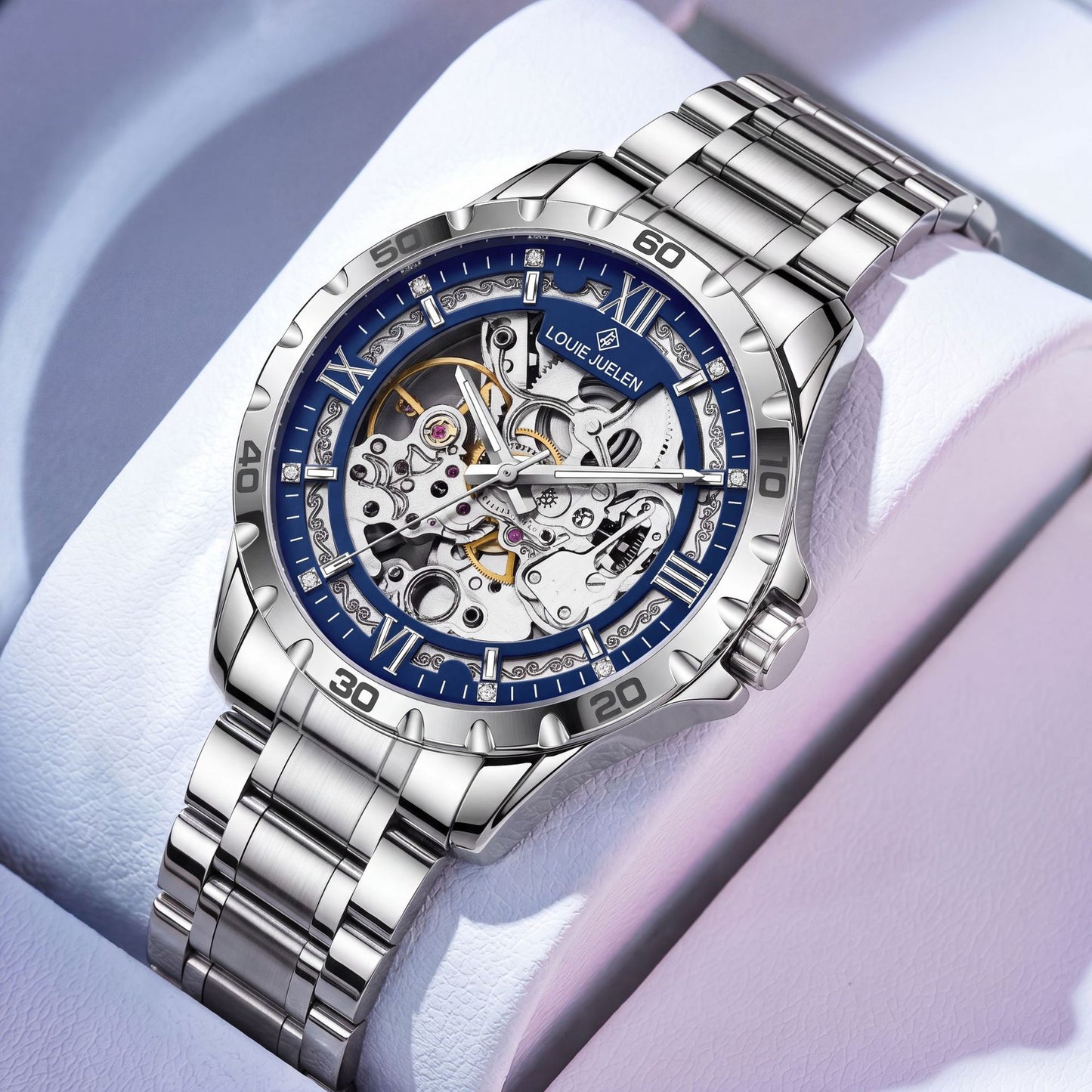Fully automatic mechanical men's watch hollow dial