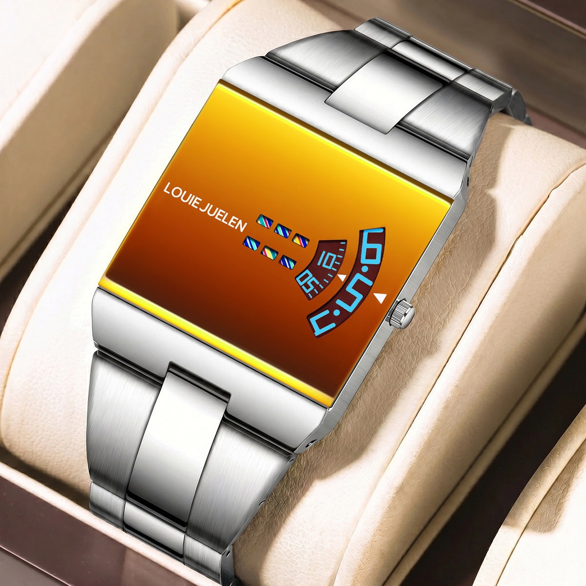 Men's Frameless Quartz Watch with Starry Laser Dial