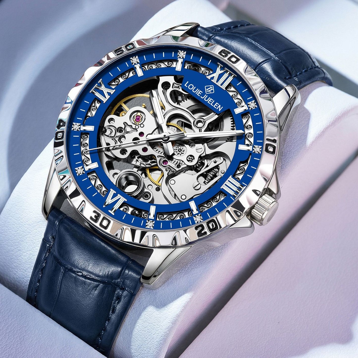 Fully automatic mechanical men's watch hollow dial