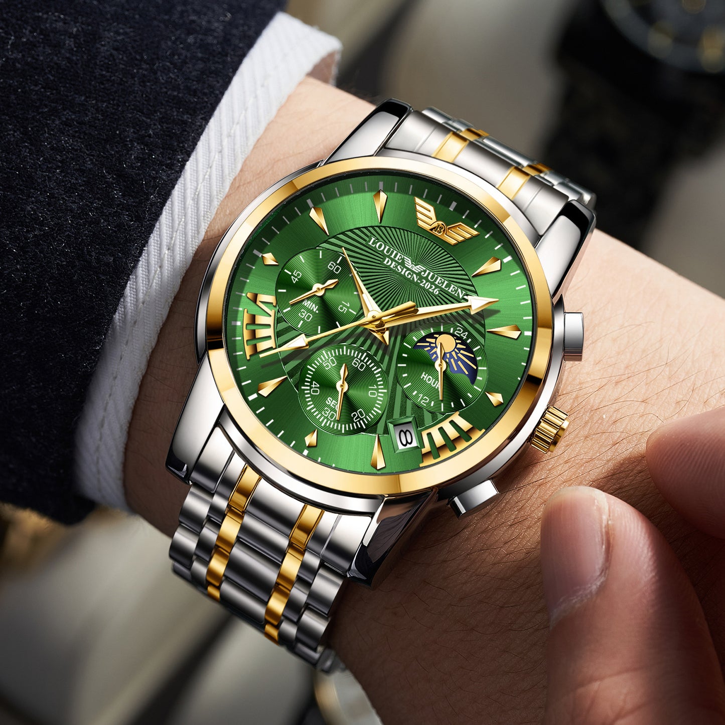 Men's Multifunctional Sun, Moon and Stars Quartz Watch