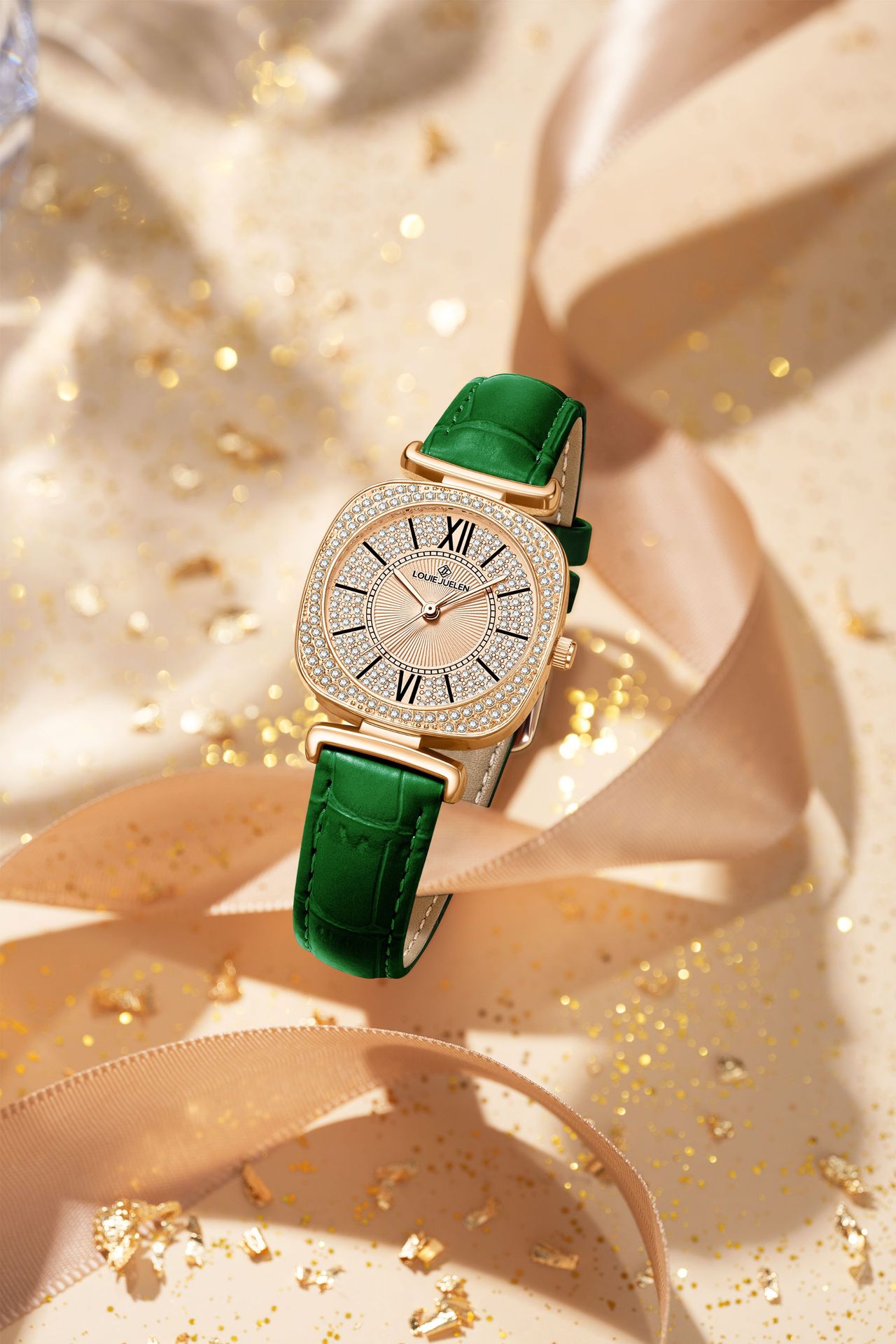 Full Diamond Light Luxury Leather Strap Women's Quartz Watch