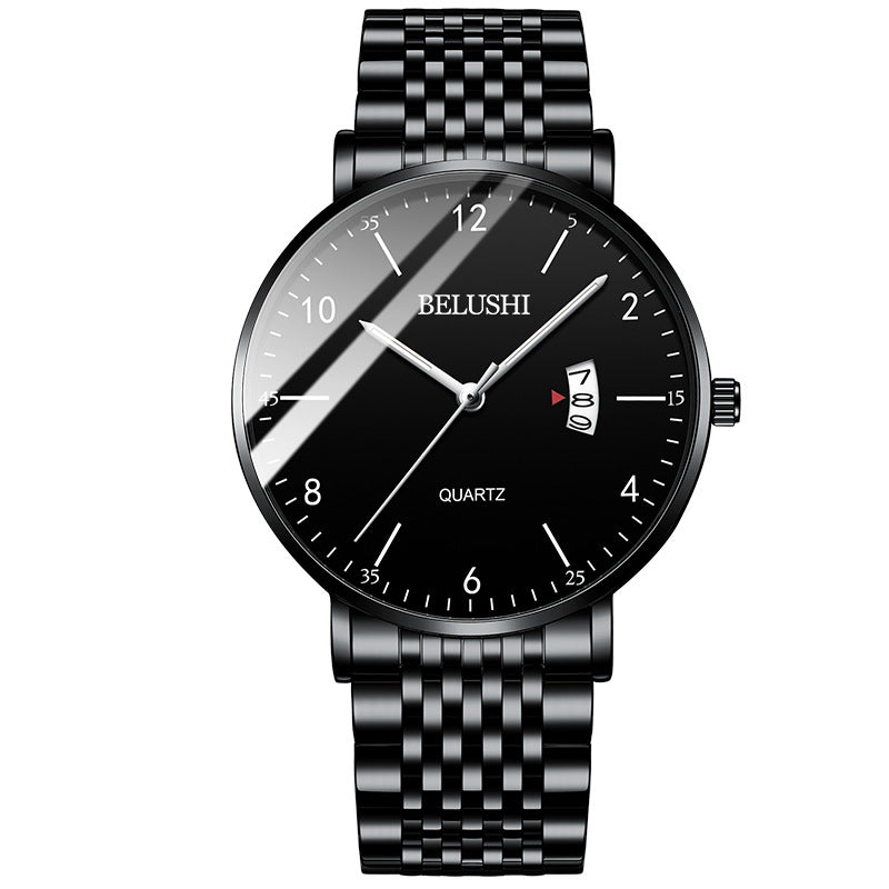 Leather mesh steel belt waterproof luminous quartz watch