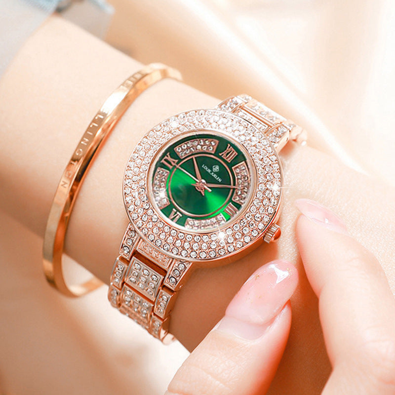 Diamond-encrusted light luxury high-end fashion women's quartz watch