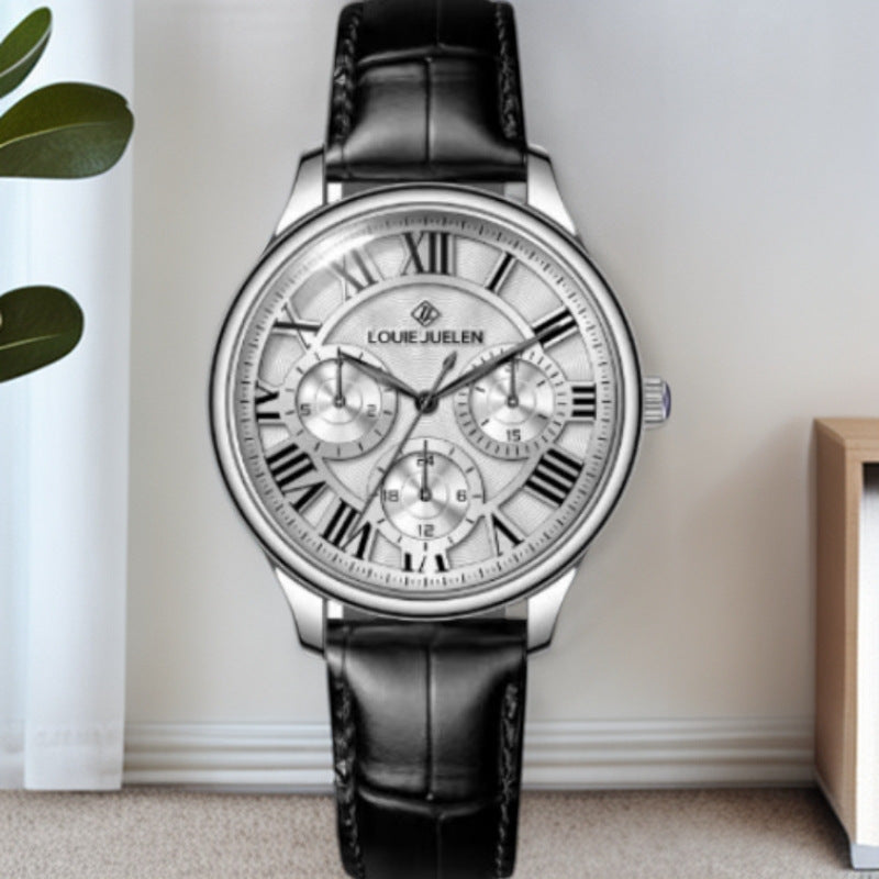 Multifunctional mechanical women's watch leather strap
