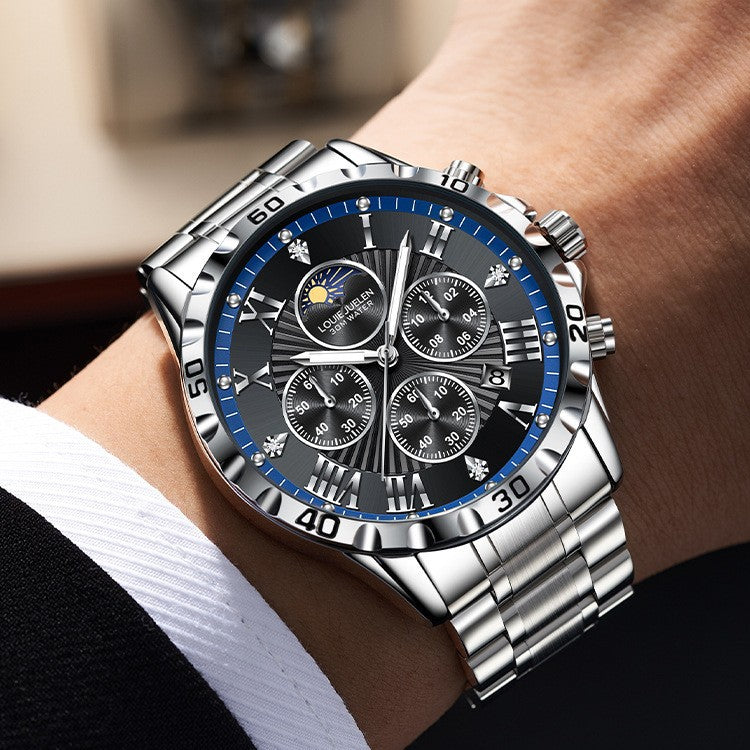 Business Sun Moon Stars Multifunctional Luminous Quartz Watch
