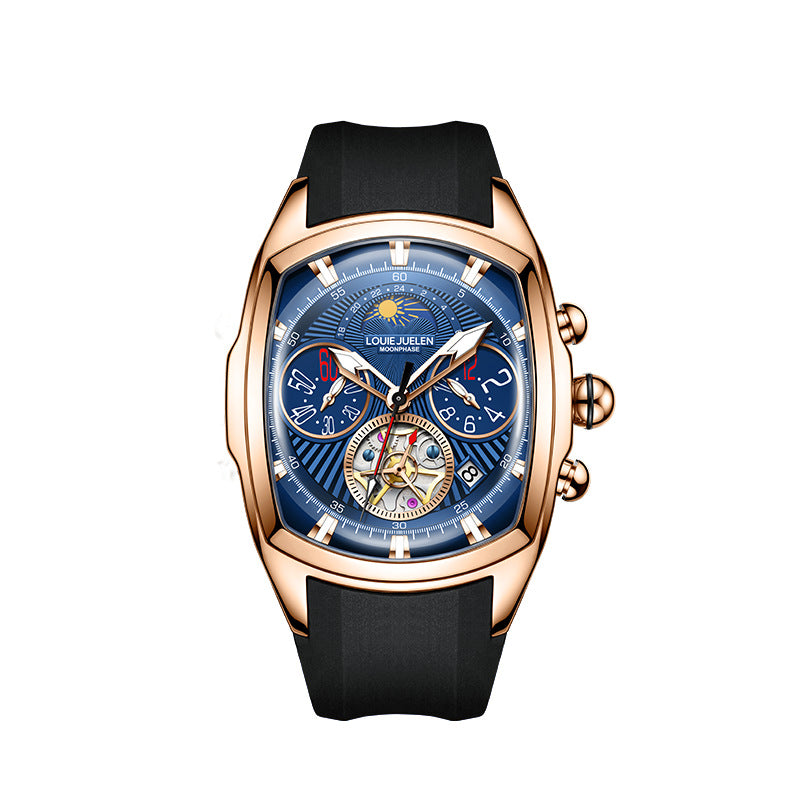 Double small disc chronograph quartz watch hollow flywheel dial male