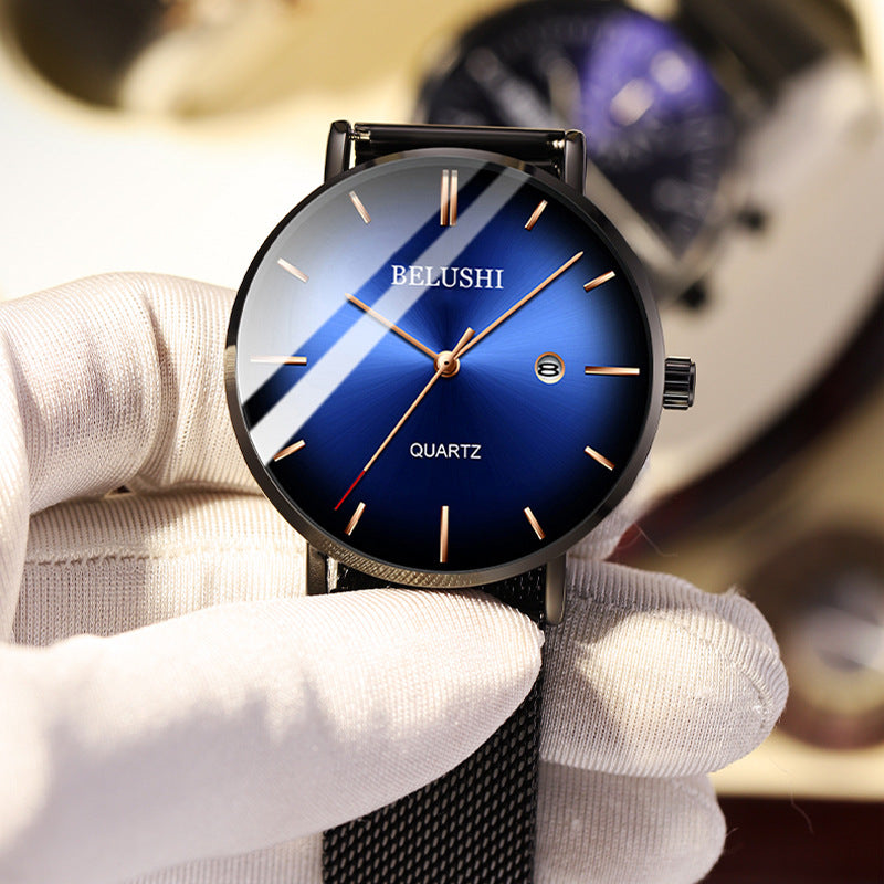 Blu-ray ultra-thin fashion men's quartz watch