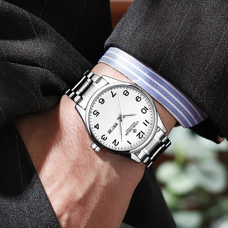 Large dial, clear scale luminous steel belt, same for men and women