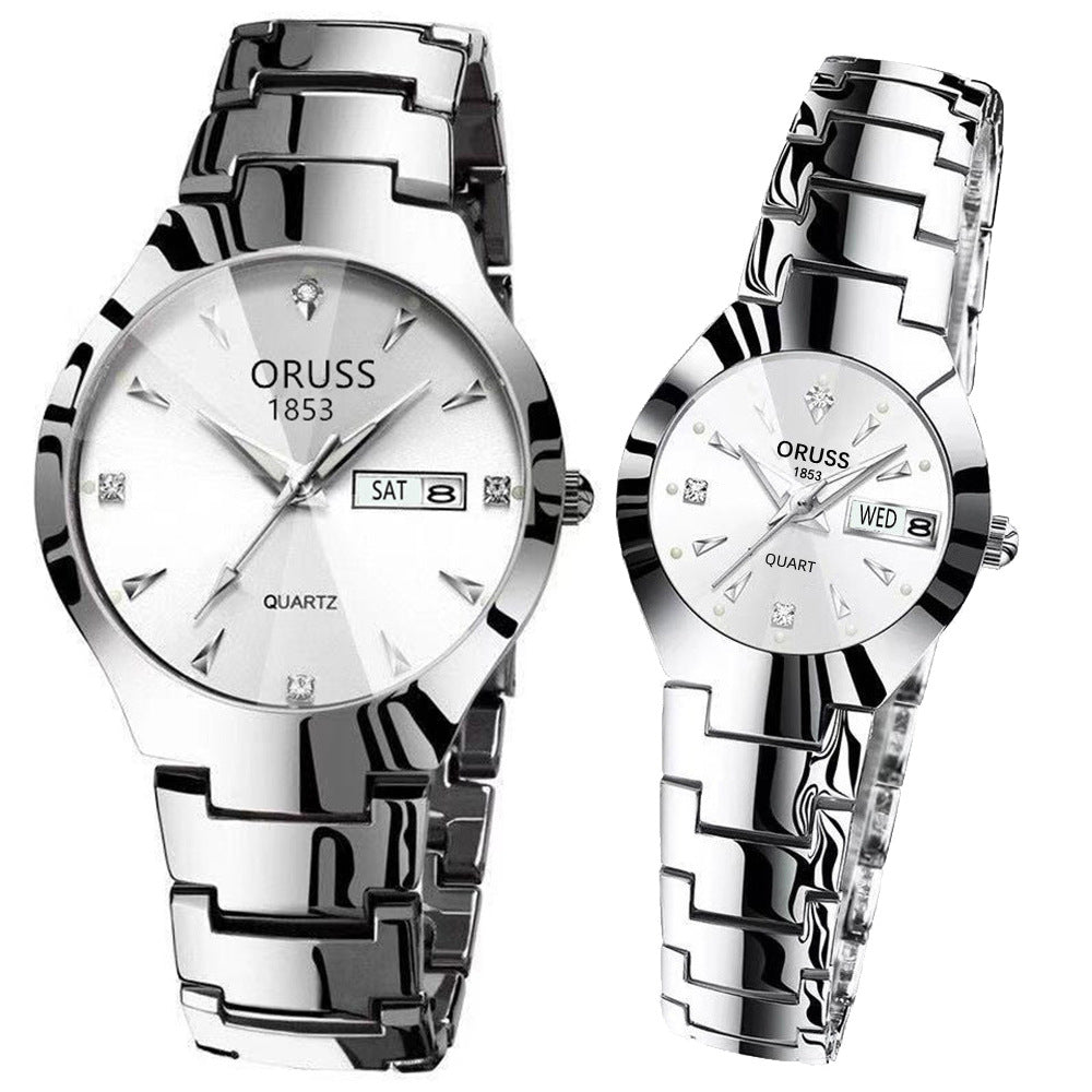 His & Hers Tungsten Steel Couple Watches