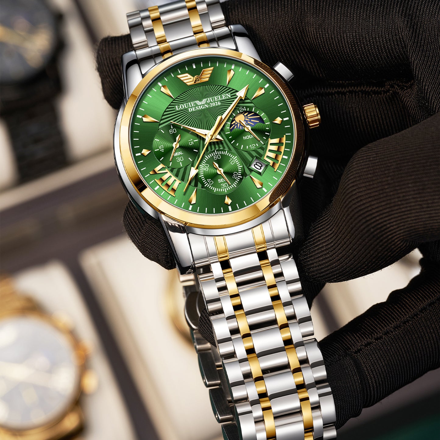 Men's Multifunctional Sun, Moon and Stars Quartz Watch